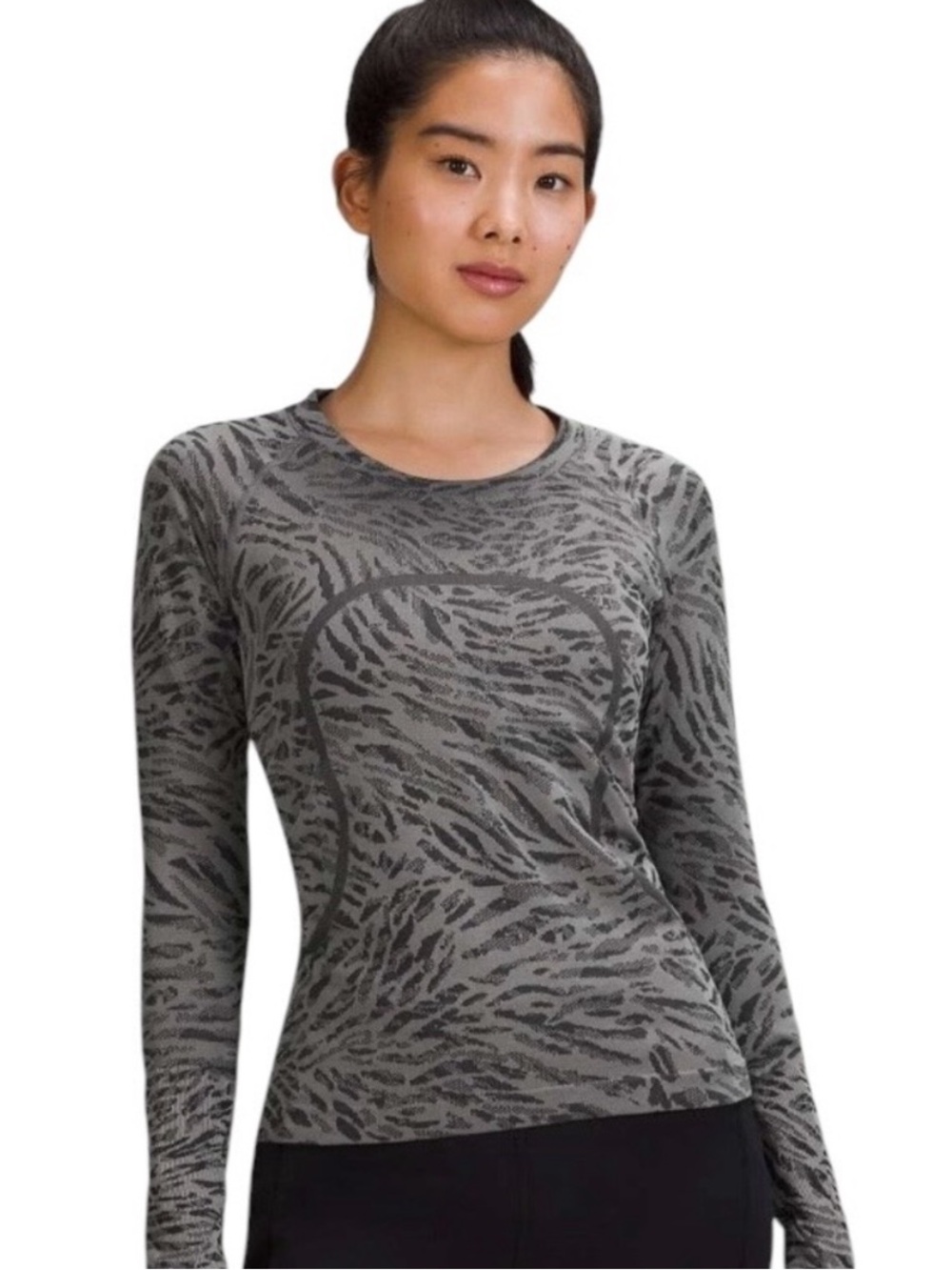 Lululemon Swiftly Tech Long Sleeve Shirt 2.0 in Primal Clash Black Gray Sz 6